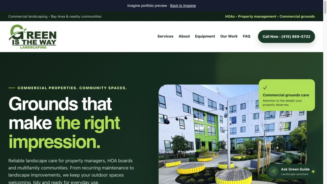 Green Is The Way Landscaping website preview