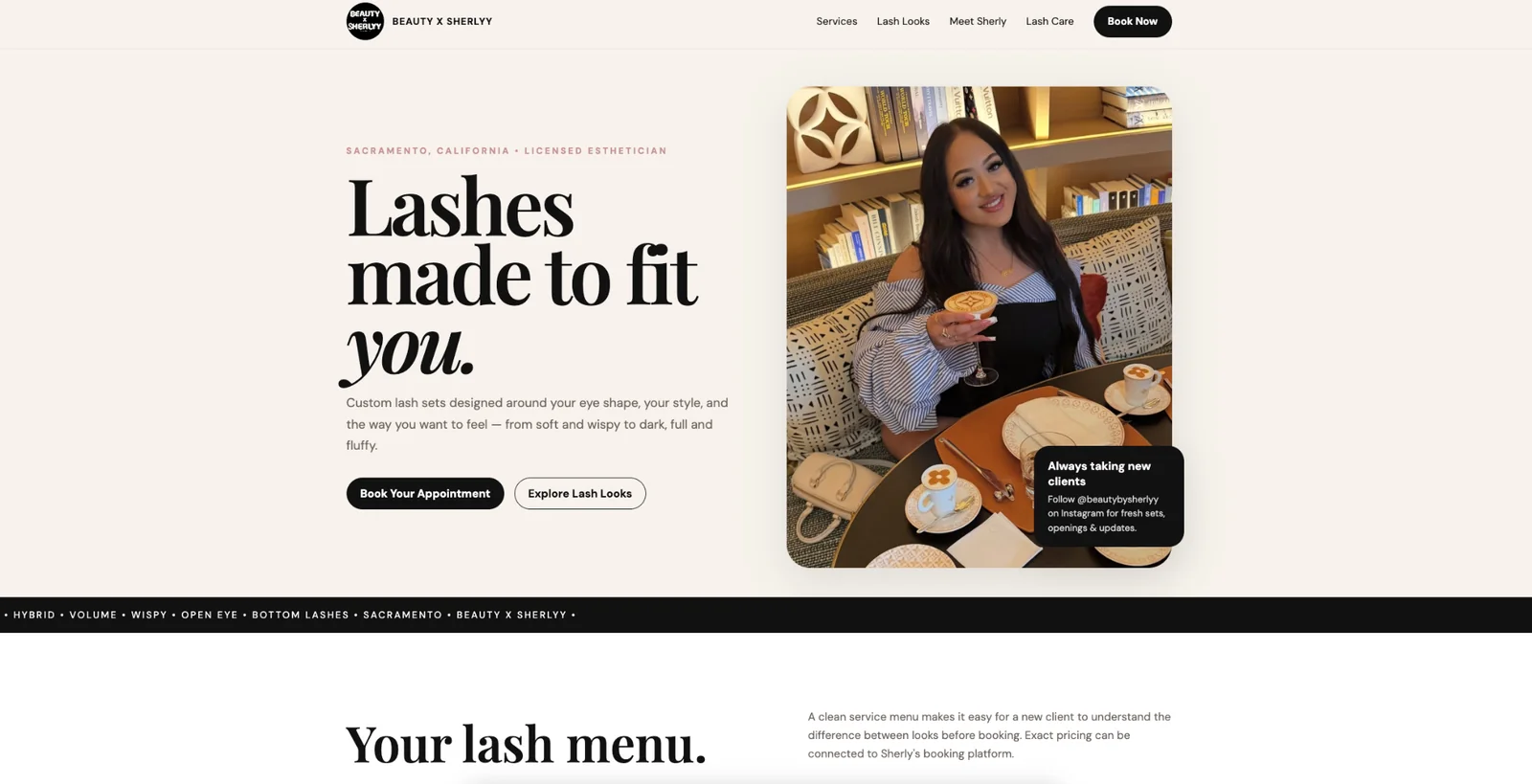 Beauty X Sherly lash website concept