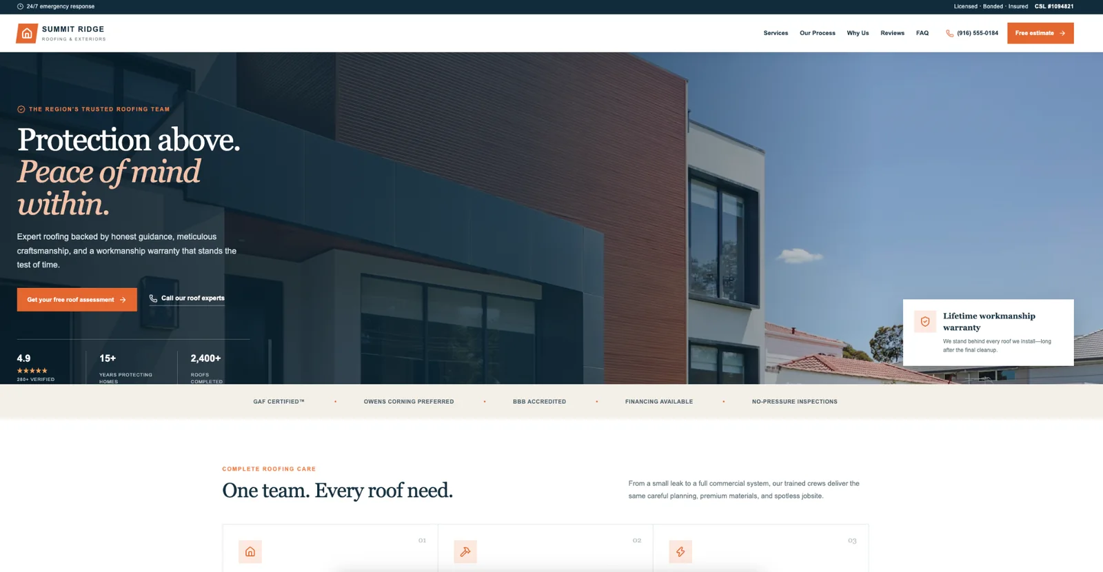Roofing website concept by Imagine