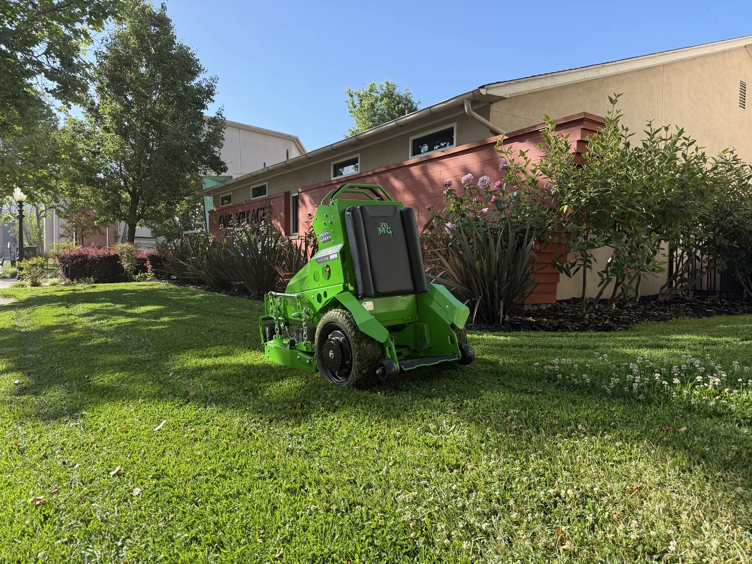 Electric mower used by Green Is The Way Landscaping